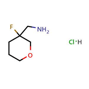 Chemical structure of (3-fluorotetrahydropyran-3-yl)methanamine hydrochloride , CAS 2932438-66-7, AChemBlock X190537