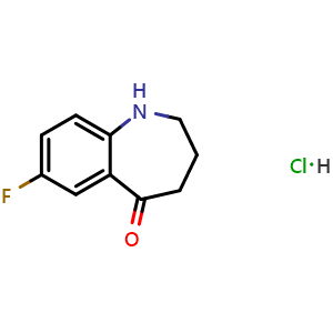 Chemical structure of 7-fluoro-1,2,3,4-tetrahydro-1-benzazepin-5-one hydrochloride , AChemBlock X190542