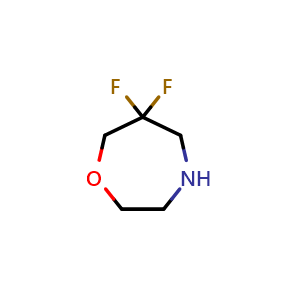 Chemical structure of 6,6-difluoro-1,4-oxazepane , CAS 1273565-78-8, AChemBlock X190546