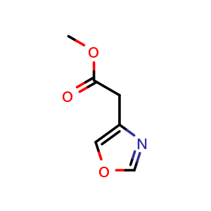 Chemical structure of methyl 2-oxazol-4-ylacetate , CAS 1216261-09-4, AChemBlock X190556
