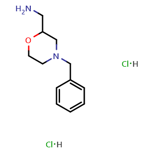 Chemical structure of (4-benzylmorpholin-2-yl)methanamine dihydrochloride , CAS 110859-49-9, AChemBlock X190561