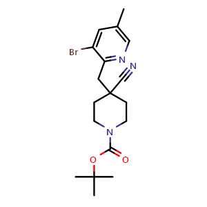 Chemical structure of tert-butyl 4-[(3-bromo-5-methyl-2-pyridyl)methyl]-4-cyano-piperidine-1-carboxylate , CAS 2940942-93-6, AChemBlock X190568