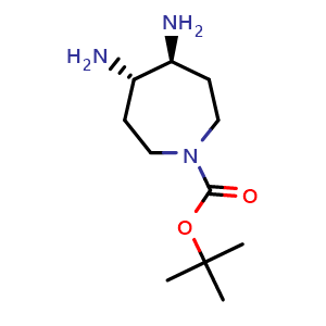 Chemical structure of tert-butyl trans-4,5-diaminoazepane-1-carboxylate , CAS 1932302-33-4, AChemBlock X190572