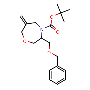 Chemical structure of tert-butyl 3-(benzyloxymethyl)-6-methylene-1,4-oxazepane-4-carboxylate , CAS 2940938-53-2, AChemBlock X190573