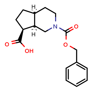 Chemical structure of (4aS,7S,7aR)-2-benzyloxycarbonyl-1,3,4,4a,5,6,7,7a-octahydrocyclopenta[c]pyridine-7-carboxylic acid , CAS 2920219-22-1, AChemBlock X190614