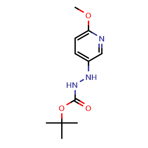 Chemical structure of tert-butyl N-[(6-methoxypyridin-3-yl)amino]carbamate , CAS 1823804-44-9, AChemBlock X190625