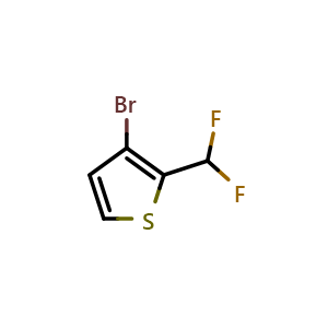 Chemical structure of 3-Bromo-2-(difluoromethyl)thiophene , CAS 1403667-53-7, AChemBlock X190638