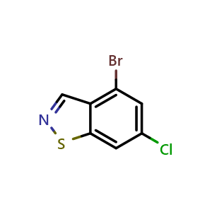 Chemical structure of 4-Bromo-6-chloro-1,2-benzothiazole , CAS 1427419-08-6, AChemBlock X190645