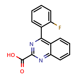Chemical structure of 4-(2-fluorophenyl)quinazoline-2-carboxylic acid , CAS 1581275-57-1, AChemBlock X190649