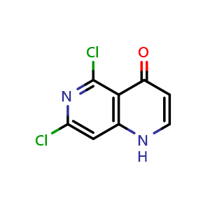 Chemical structure of 5,7-dichloro-1,6-naphthyridin-4(1H)-one , CAS 863785-66-4, AChemBlock X190651