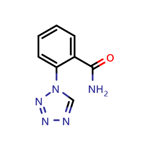 Chemical structure of 2-(1-Tetrazolyl)benzamide , CAS 449758-24-1, AChemBlock X190675