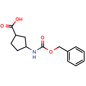 Chemical structure of N-Cbz-3-aminocyclopentanecarboxylic acid , AChemBlock X190676