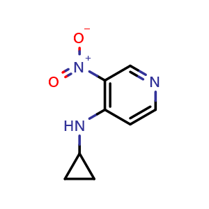 Chemical structure of 4-(Cyclopropylamino)-3-nitropyridine , CAS 380605-28-7, AChemBlock X190680