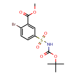 Chemical structure of Methyl N-Boc-2-bromo-5-sulfamoylbenzoate , CAS 1272756-19-0, AChemBlock X190682