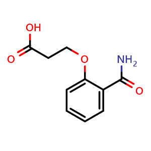 Chemical structure of 3-(2-Carbamoylphenoxy)propionic acid , CAS 103204-34-8, AChemBlock X190691