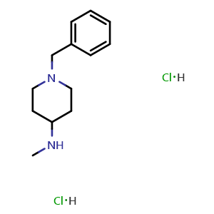 Chemical structure of 4-(Methylamino)-1-benzylpiperidine dihydrochloride , CAS 7006-48-6, AChemBlock X190693