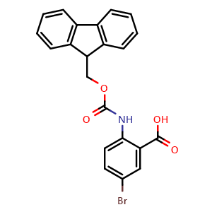 Chemical structure of 2-((((9H-fluoren-9-yl)methoxy)carbonyl)amino)-5-bromobenzoic acid , CAS 183871-04-7, AChemBlock X190711