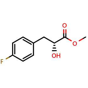 Chemical structure of Methyl (R)-3-(4-fluorophenyl)-2-hydroxypropanoate , CAS 124980-98-9, AChemBlock X190729