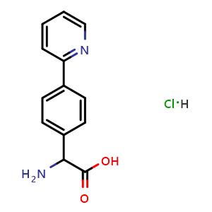 Chemical structure of 2-Amino-2-[4-(2-pyridyl)phenyl]acetic acid hydrochloride , CAS 1135818-89-1, AChemBlock X190749