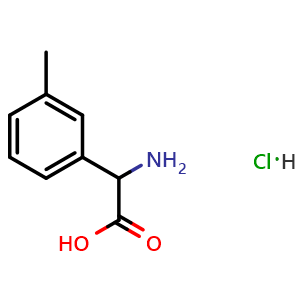 Chemical structure of 2-Amino-2-(3-methylphenyl)acetic acid hydrochloride , CAS 1072449-62-7, AChemBlock X190760