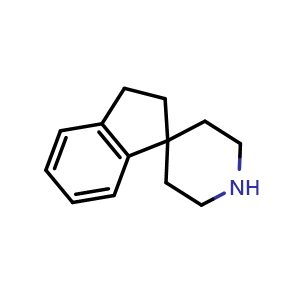 Chemical structure of Spiro[1,2-dihydroindene-3,4'-piperidine] , CAS 428-38-6, AChemBlock X190779