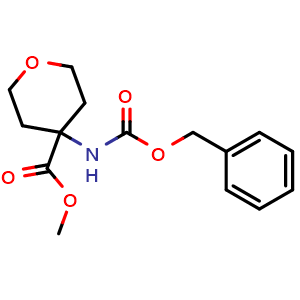 Chemical structure of Methyl 4-(Cbz-amino)tetrahydropyran-4-carboxylate , CAS 1427475-27-1, AChemBlock X190797