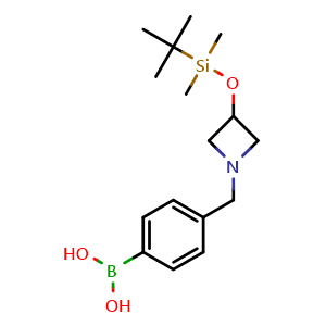 Chemical structure of 4-[[3-[(tert-Butyldimethylsilyl)oxy]-1-azetidinyl]methyl]phenylboronic acid , AChemBlock X190808