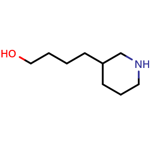 Chemical structure of 4-(3-Piperidyl)-1-butanol , CAS 1021910-91-7, AChemBlock X190818