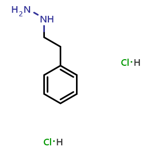 Chemical structure of Phenethylhydrazine dihydrochloride , CAS 16904-30-6, AChemBlock X190831