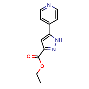Chemical structure of Ethyl 5-(4-Pyridinyl)pyrazole-3-carboxylate , CAS 911461-42-2, AChemBlock X190833