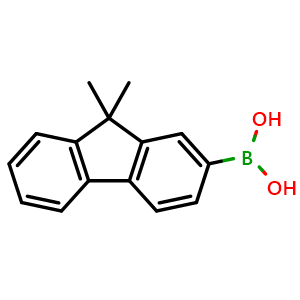 Chemical structure of 9,9-Dimethyl-2-fluoreneboronic acid , CAS 333432-28-3, AChemBlock X190857