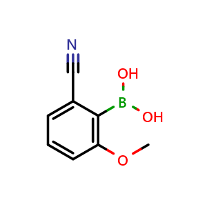 Chemical structure of 2-Cyano-6-methoxyphenylboronic Acid , CAS 1164100-85-9, AChemBlock X190891