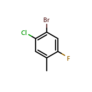 Chemical structure of 4-Bromo-5-chloro-2-fluorotoluene , CAS 201849-17-4, AChemBlock X190894