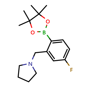 Chemical structure of 1-(5-fluoro-2-(4,4,5,5-tetramethyl-1,3,2-dioxaborolan-2-yl)benzyl)pyrrolidine , CAS 1667753-41-4, AChemBlock X190945