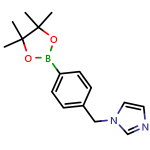 Chemical structure of 1-(4-(4,4,5,5-tetramethyl-1,3,2-dioxaborolan-2-yl)benzyl)-1H-imidazole , CAS 1351478-35-7, AChemBlock X190960