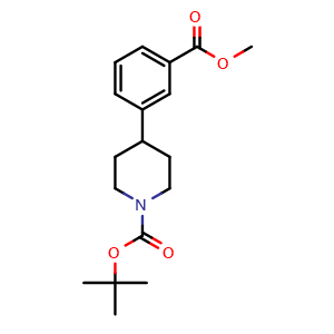 Chemical structure of Methyl 3-(1-Boc-4-piperidinyl)benzoate , CAS 1016980-41-8, AChemBlock X190999