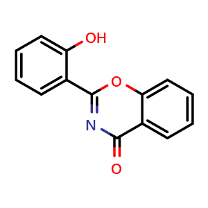 Chemical structure of 2-(2-Hydroxyphenyl)-4H-1,3-benzoxazin-4-one , CAS 1218-69-5, AChemBlock X191016
