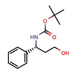 Chemical structure of (R)-N-Boc-3-amino-3-phenyl-1-propanol , CAS 158807-47-7, AChemBlock X191046