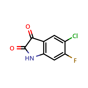Chemical structure of 5-Chloro-6-fluoroisatin , CAS 953897-06-8, AChemBlock X191059