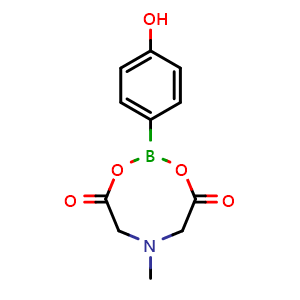 Chemical structure of 2-(4-Hydroxyphenyl)-6-methyl-1,3,6,2-dioxazaborocane-4,8-dione , CAS 1613586-40-5, AChemBlock X191066