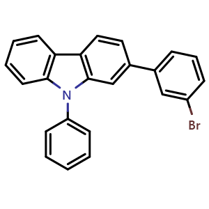 Chemical structure of 2-(3-Bromophenyl)-9-phenylcarbazole , CAS 1365118-41-7, AChemBlock X191070