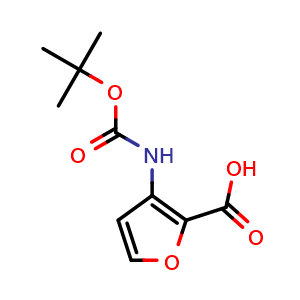 Chemical structure of 3-(Boc-amino)furan-2-carboxylic acid , CAS 655255-06-4, AChemBlock X191087