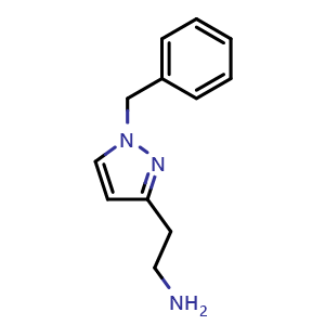 Chemical structure of 2-(1-Benzyl-3-pyrazolyl)ethylamine , CAS 1824357-78-9, AChemBlock X191095