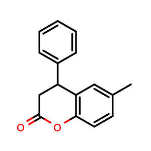 Chemical structure of 6-Methyl-4-phenylchroman-2-one , CAS 40546-94-9, AChemBlock X191114