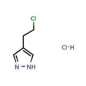 Chemical structure of 4-(2-Chloroethyl)pyrazole hydrochloride , CAS 103433-17-6, AChemBlock X191119