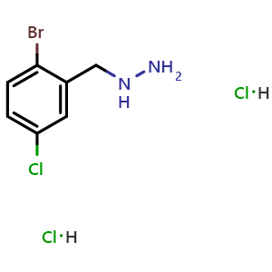 Chemical structure of (2-Bromo-5-chlorobenzyl)hydrazine dihydrochloride , CAS 2044706-95-6, AChemBlock X191159