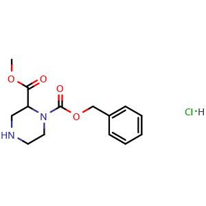 Chemical structure of Methyl 1-Cbz-2-piperazinecarboxylate hydrochloride , CAS 392332-17-1, AChemBlock X191169