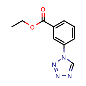 Chemical structure of Ethyl 3-(1-Tetrazolyl)benzoate , CAS 168618-33-5, AChemBlock X191179