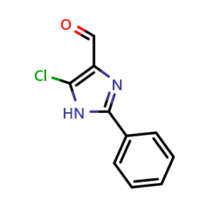 Chemical structure of 5-Chloro-2-phenylimidazole-4-carbaldehyde , CAS 60367-52-4, AChemBlock X191186