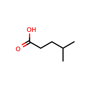 Chemical structure of 4-Methylpentanoic acid , CAS 646-07-1, AChemBlock X191198